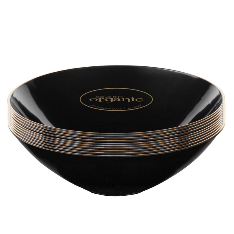 Load image into Gallery viewer, Organic Black Gold Rim Bowls 16 oz Bowls Blue Sky
