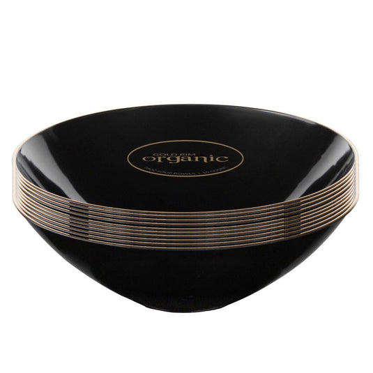 Organic Black Gold Rim Bowls 16 oz Bowls Blue Sky