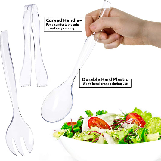 Plastic Serving Utensils, Heavy Duty Clear Disposable Utensils, 3 Each total 6pieces Serverware Vezee