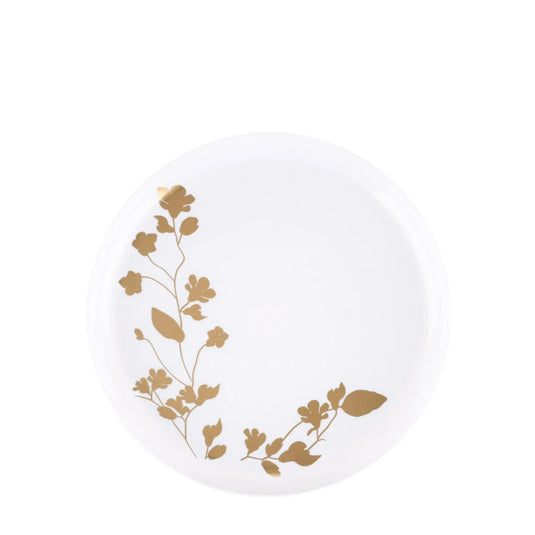 Garden Collection White and Gold Round Dinner Plates 6.3" Tablesettings Blue Sky