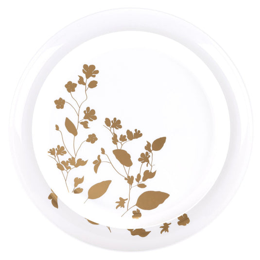 Garden Collection White and Gold Round Dinner Plates 10" Tablesettings Blue Sky