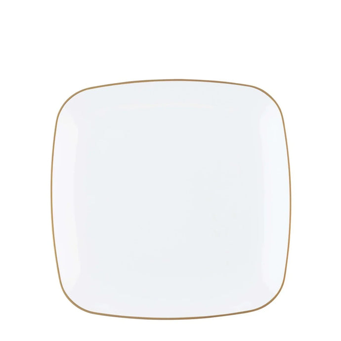 Organic Collection White and Gold Rim Square Dinner Plates 7.25