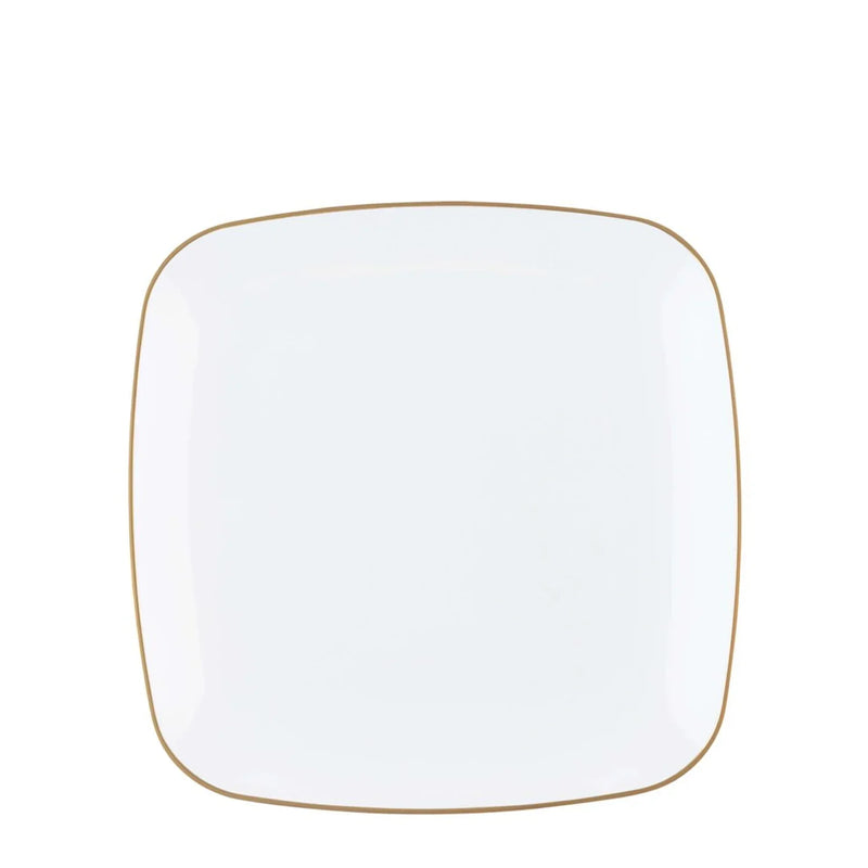 Load image into Gallery viewer, Organic Collection White and Gold Rim Square Dinner Plates 7.25&quot; Tablesettings Blue Sky
