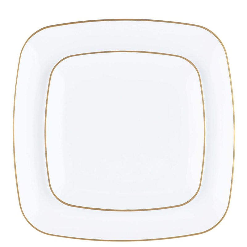 Load image into Gallery viewer, Organic Collection White and Gold Rim Square Dinner Plates 10&quot; Tablesettings Blue Sky
