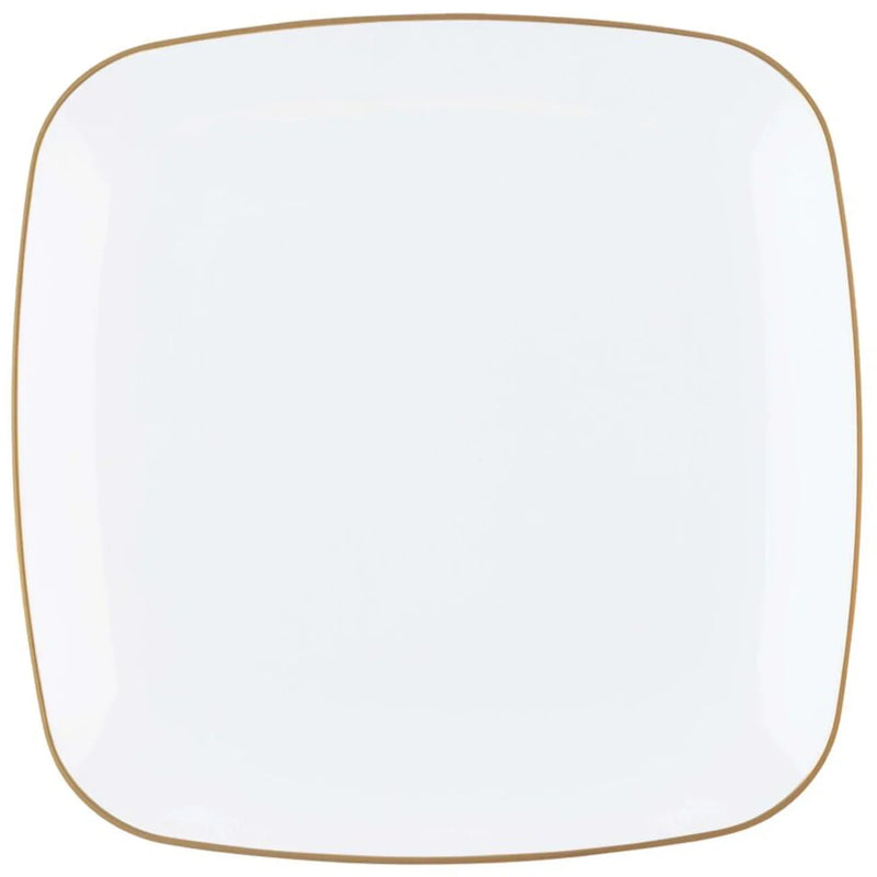 Load image into Gallery viewer, Organic Collection White and Gold Rim Square Dinner Plates 10&quot; Tablesettings Blue Sky
