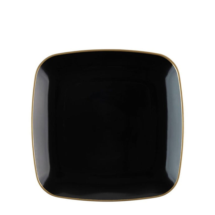 Organic Collection Black and Gold Rim Square Dinner Plates 7.25