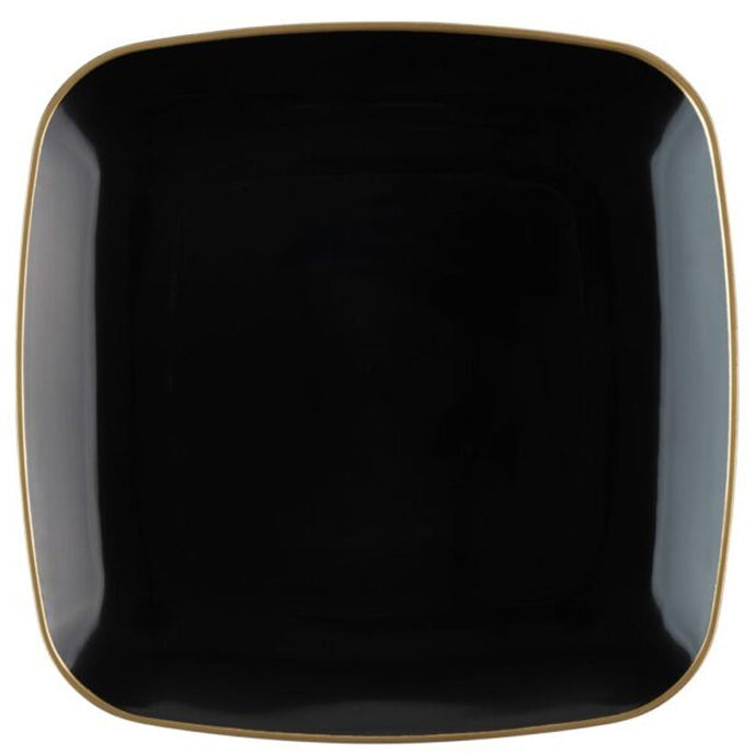 Organic Collection Black and Gold Rim Square Dinner Plates 10