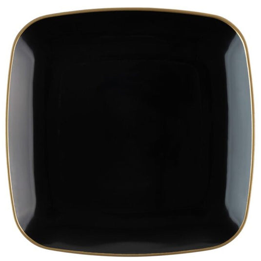 Organic Collection Black and Gold Rim Square Dinner Plates 10" Tablesettings Blue Sky