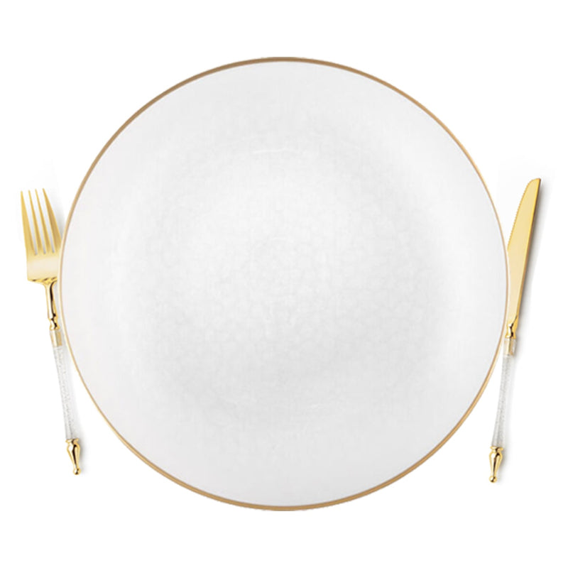 Load image into Gallery viewer, Transparent / Gold Rim Hammered Plastic Charger Tablesetting Blue Sky
