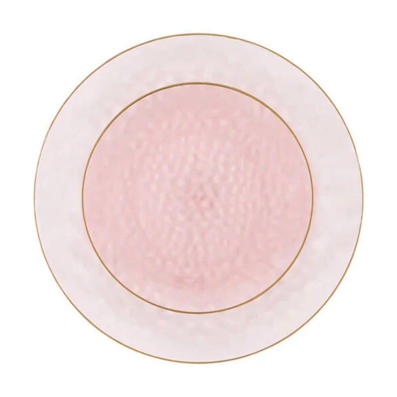 Load image into Gallery viewer, Organic Hammered Pink Gold Rim 7″ Plates Tablesettings Blue Sky
