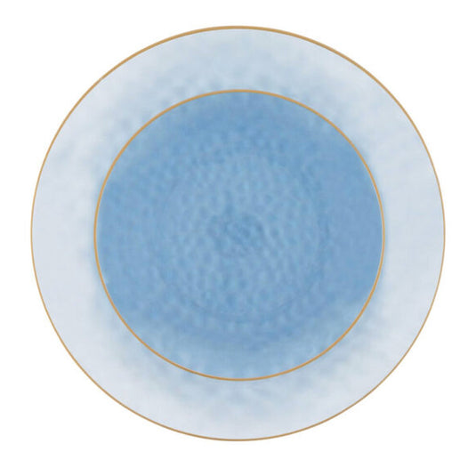 Organic Hammered Blue Gold Rim 7″ Plates Tablesettings Blue Sky