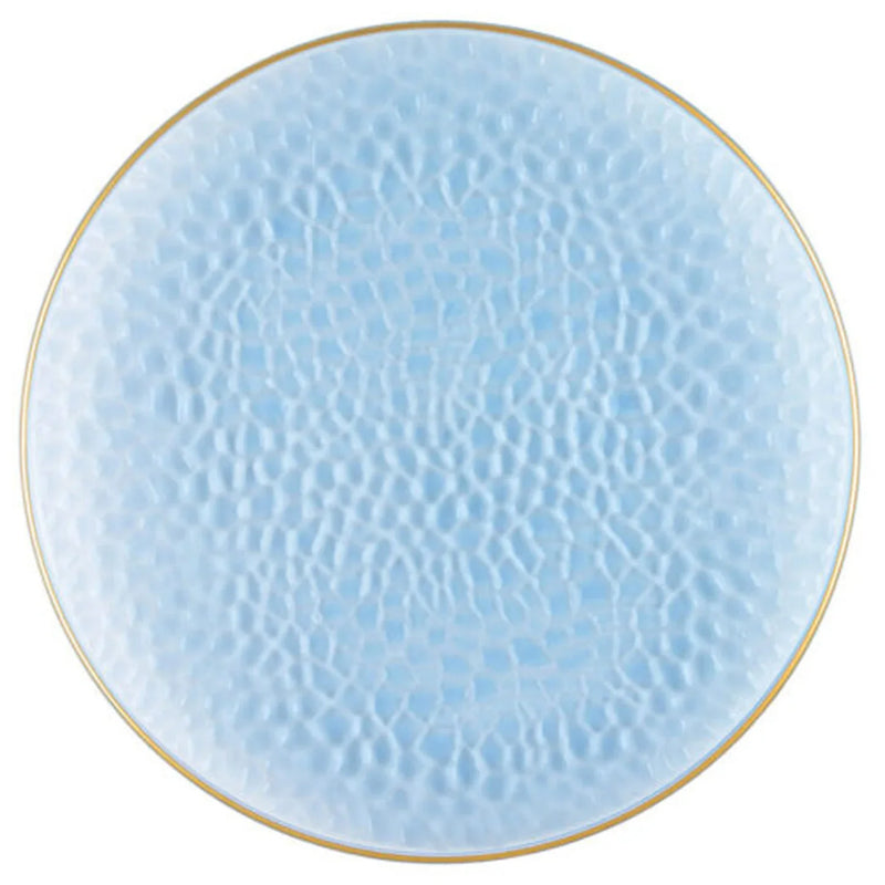 Load image into Gallery viewer, Organic Hammered Blue Gold Rim 10″ Plates Tablesettings Blue Sky
