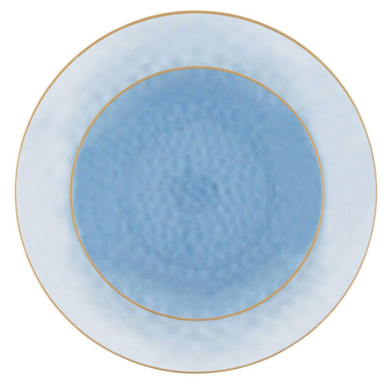 Load image into Gallery viewer, Organic Hammered Blue Gold Rim 10″ Plates Tablesettings Blue Sky
