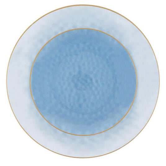 Organic Hammered Blue Gold Rim 10″ Plates Tablesettings Blue Sky