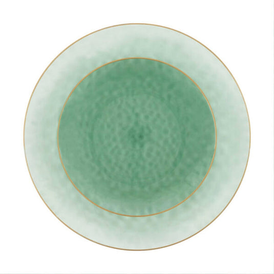 Organic Hammered Green Gold Rim 7″ Plates Tablesettings Blue Sky