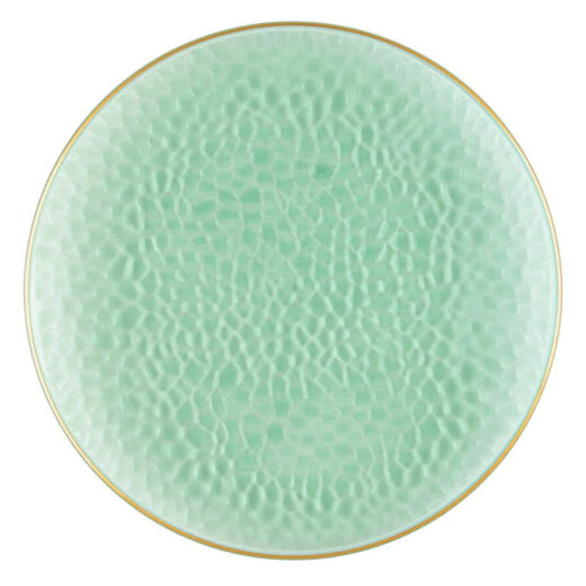 Organic Hammered Green Gold Rim 10″ Plates Tablesettings Blue Sky