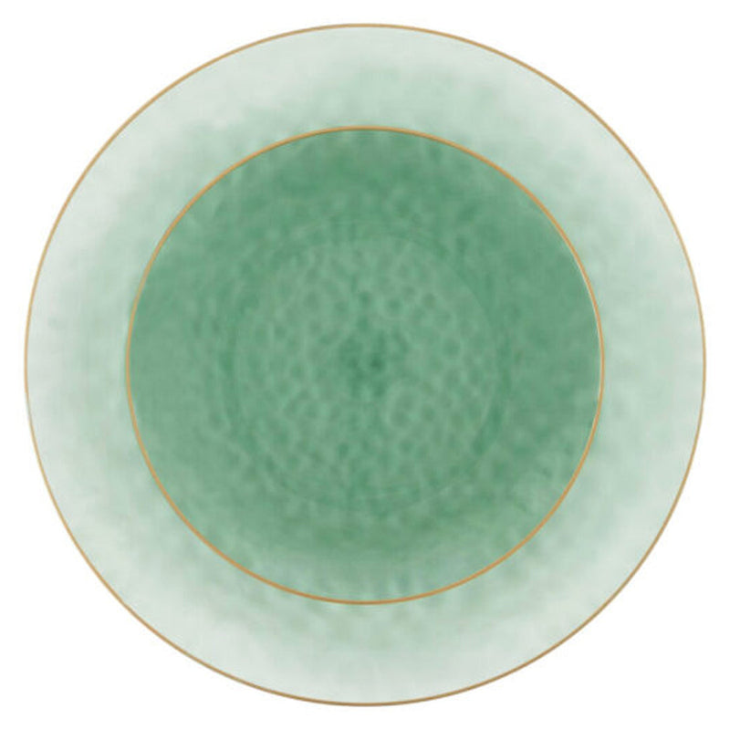 Load image into Gallery viewer, Organic Hammered Green Gold Rim 10″ Plates Tablesettings Blue Sky
