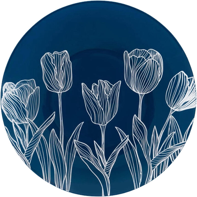 Load image into Gallery viewer, Combo set 10.25in. &amp; 7.5in. Navy &amp; White Tulip Round Plastic Dinnerware Set Elegant Plates Blue Sky
