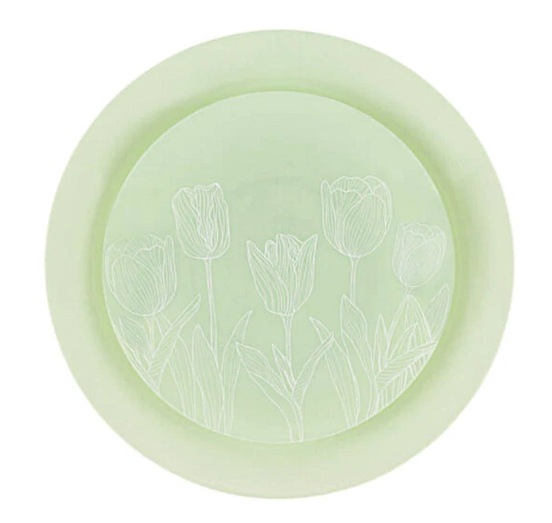 Load image into Gallery viewer, Combo set 10.25in. &amp; 7.5in. Mint Green Tulip Round Plastic Dinnerware Set Elegant Plates Blue Sky
