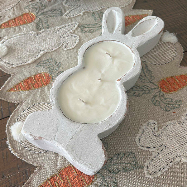 White Washed Bunny Bowl Easter Candle Sale RBC