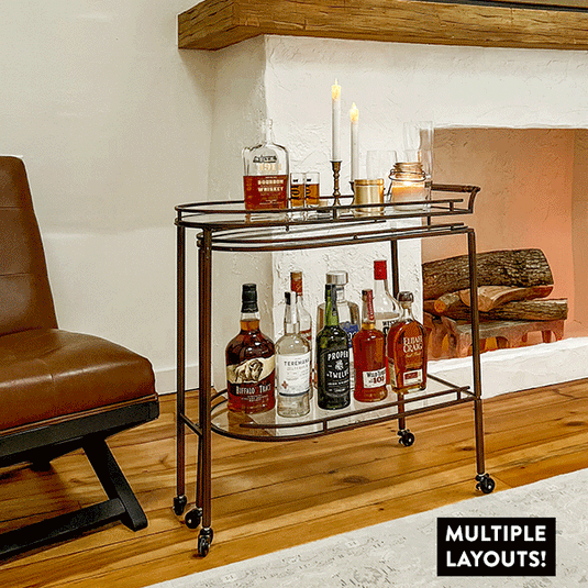 Folding Bronze Bar Cart with Wheels Whats trending ABH