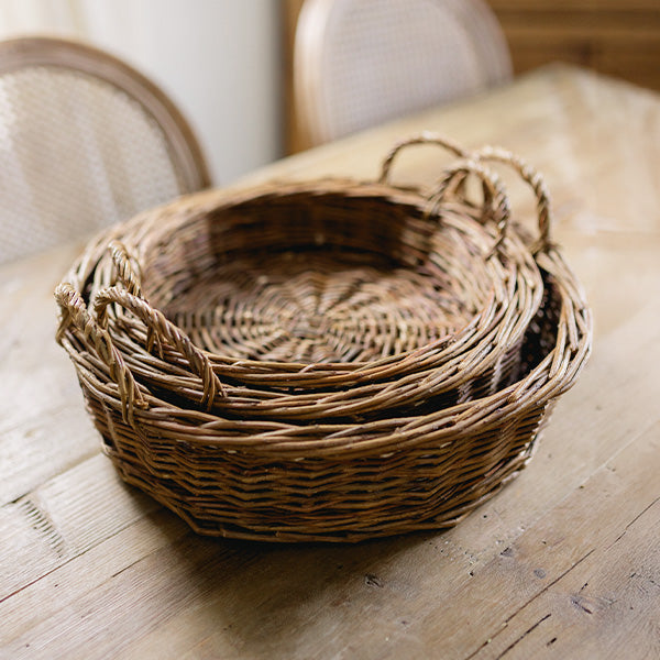 Round Willow Storage Baskets, Set of Three Whats trending ABH