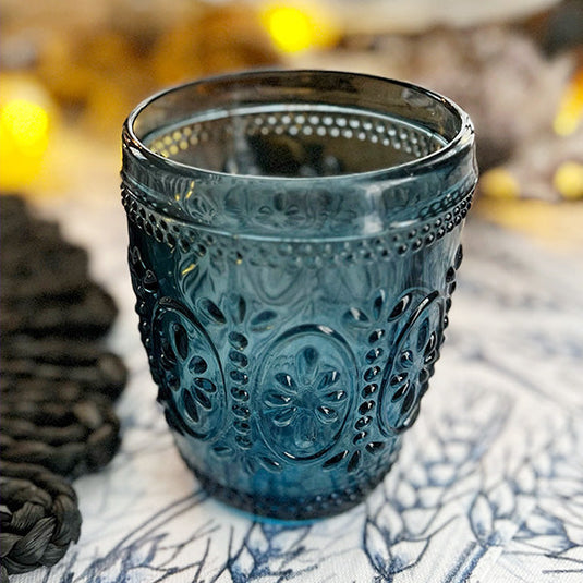 Embossed Beverage Glass Set | Blue Harvest General TP