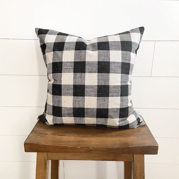 Black and White Medium Buffalo Pillow Cover 18x18 | Modern Farmhouse | Designer Pillow | High End Textured Fabric Gift Cotton and Crate