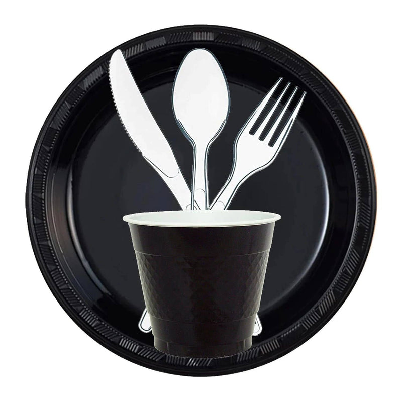 Load image into Gallery viewer, Hanna K. Signature Plastic Plates Black 10&quot; Disposable Plates Hanna K Signature
