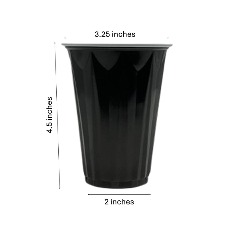 Load image into Gallery viewer, Black Plastic Party Cup 12 oz Cups Party Dimensions
