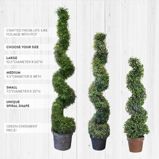 Artificial Spiral Boxwood Topiary Tree in Pot, Choose Your Size Whats trending ABH