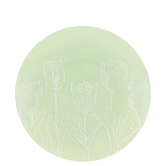 Mint Green Tulip Round 7.5 inches Salad/Dessert Plastic Plates Elegant Plates Blue Sky