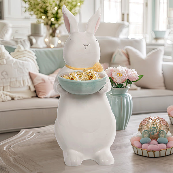 21 Inch White Easter Standing Bunny Candy Bowl Whats trending TP