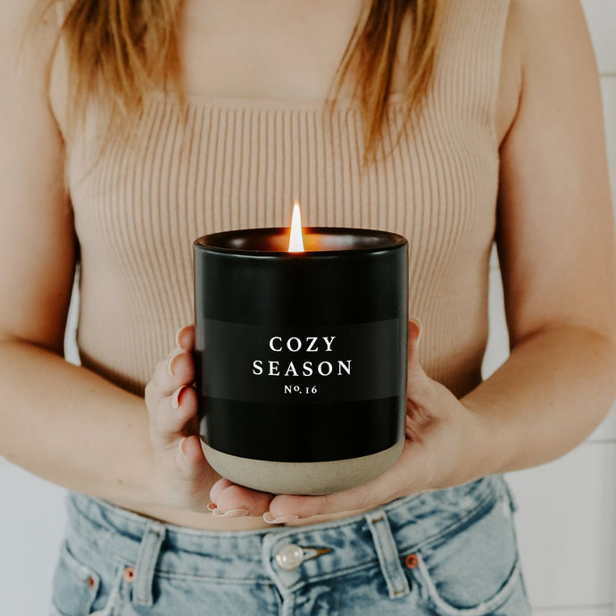 Cozy Season Soy Candle - Black Stoneware Jar - 12 oz Collective Sweet Water Decor