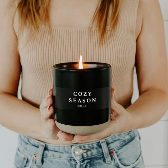 Cozy Season Soy Candle - Black Stoneware Jar - 12 oz Collective Sweet Water Decor