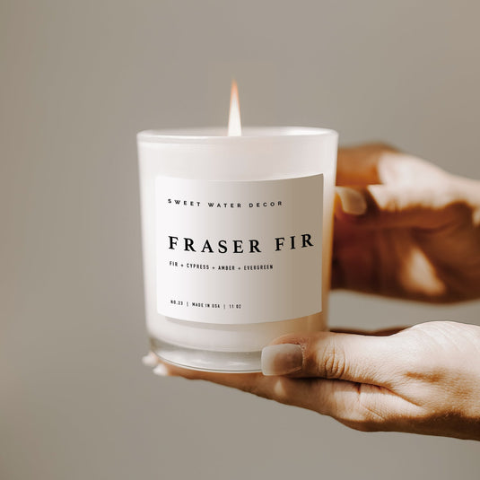 Fraser Fir Soy Candle - White Jar - 11 oz Collective Sweet Water Decor