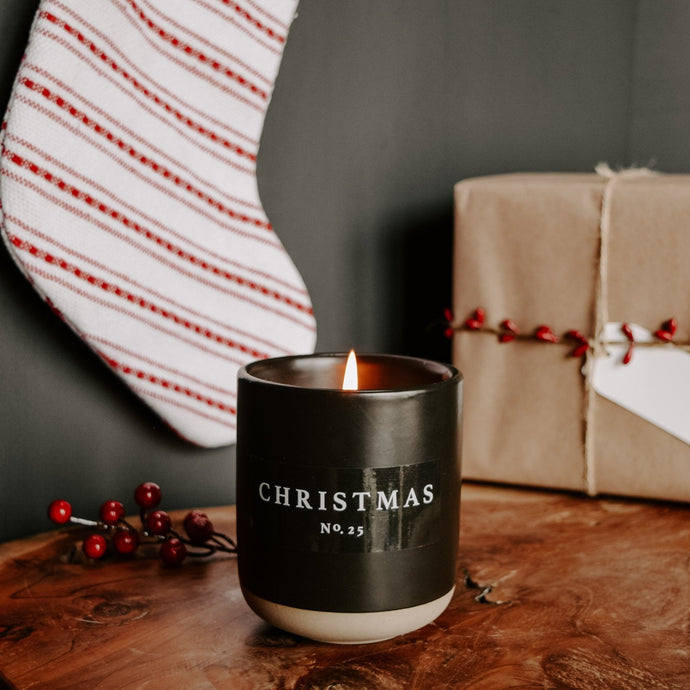 Christmas Soy Candle - Black Stoneware Jar - 12 oz Collective Sweet Water Decor