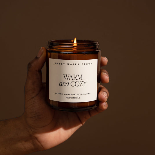 Warm and Cozy Soy Candle - Amber Jar - 9 oz Collective Sweet Water Decor