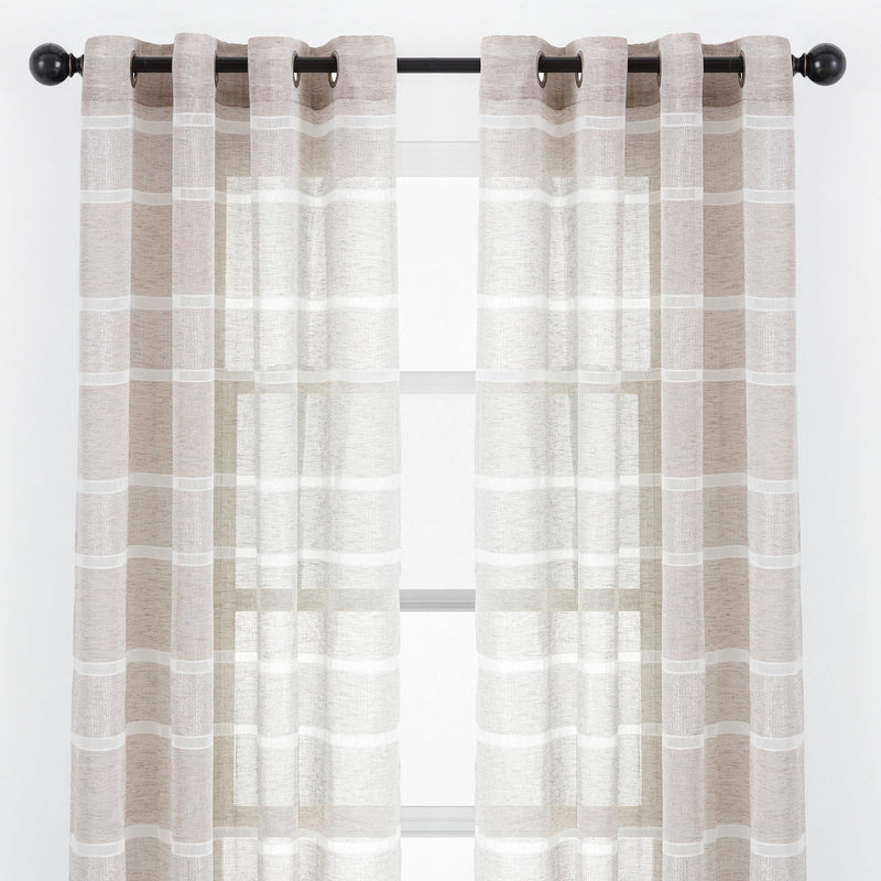 Load image into Gallery viewer, Shimmer Stripe Faux Linen Sheer Grommet Curtains Collective Chanasya
