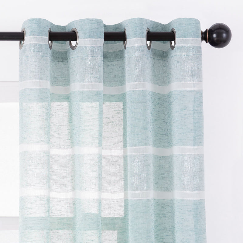 Load image into Gallery viewer, Shimmer Stripe Faux Linen Sheer Grommet Curtains Collective Chanasya
