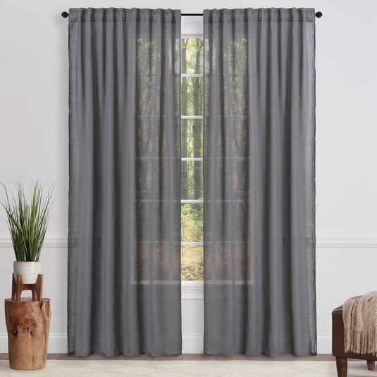 Faux Belgian Flax Solid Curtains