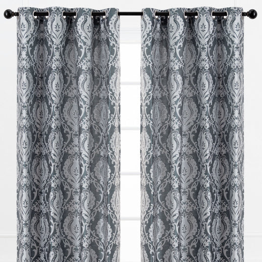 Damask Jacquard Grommet Curtains Collective Chanasya