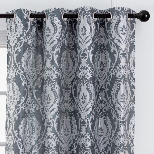 Damask Jacquard Grommet Curtains Collective Chanasya