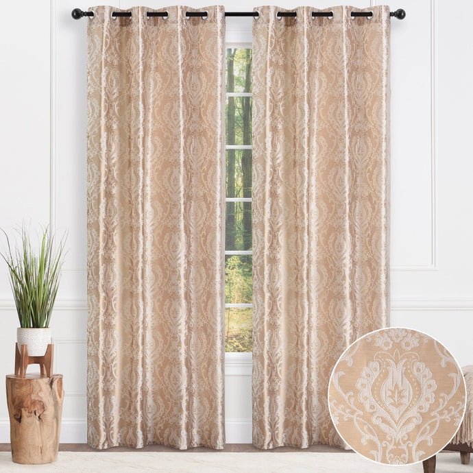 Damask Jacquard Grommet Curtains Collective Chanasya