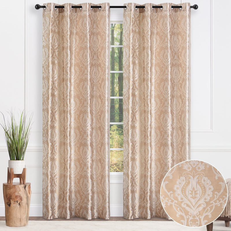 Load image into Gallery viewer, Damask Jacquard Grommet Curtains Collective Chanasya
