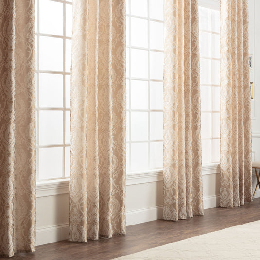 Damask Jacquard Grommet Curtains Collective Chanasya