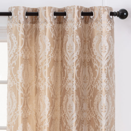 Damask Jacquard Grommet Curtains Collective Chanasya