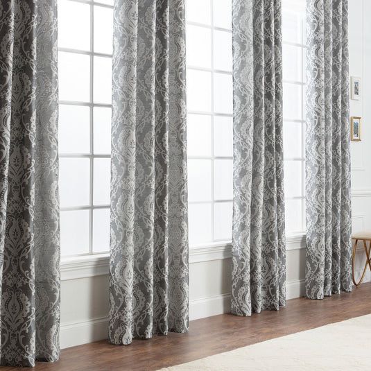 Damask Jacquard Grommet Curtains Collective Chanasya