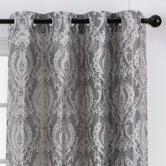 Damask Jacquard Grommet Curtains Collective Chanasya