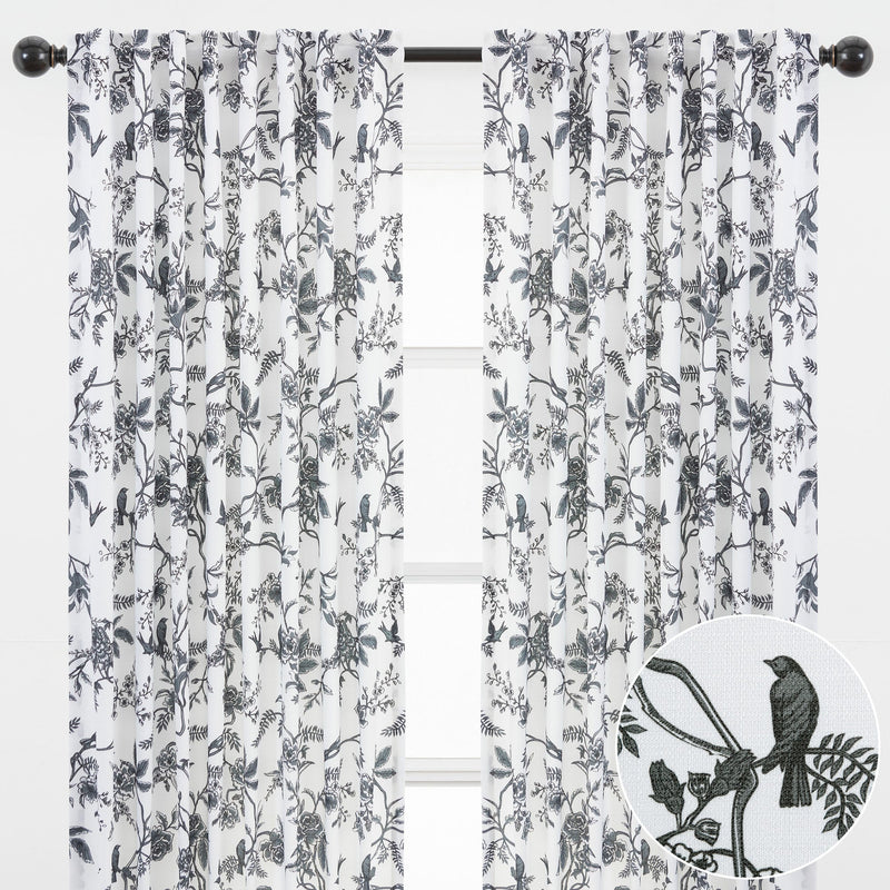 Load image into Gallery viewer, Faux Linen Toile Room Darkening Curtains Collective Chanasya
